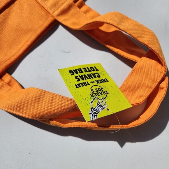 NEW Trader Joe's Orange Mini Tote Trick or Treat Canvas Bag Halloween Trader Joe - Picture 4 of 8